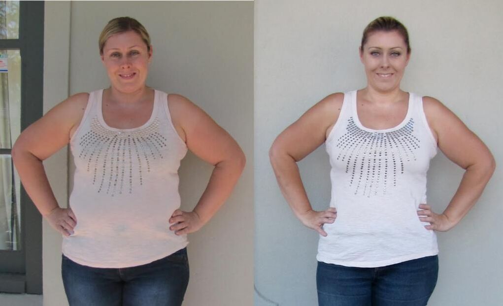 преди и след отслабване на диета с 6 листенца